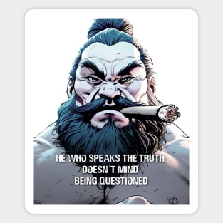 Puff Sumo: He who speaks the truth doesn’t mind being questioned on a light (Knocked Out) background Magnet